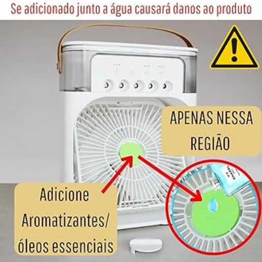 Ventilador de mesa portátil com umidificador, Cor: Branco. Foto 2 do produto.
