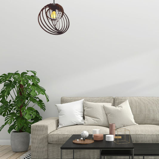Luminária pendente Espinha em MDF, Cor: Marrom. Foto 2 do produto.