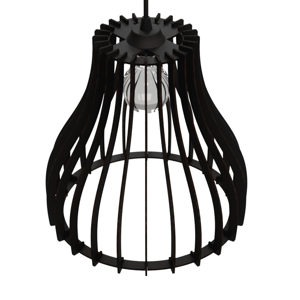 Luminária pendente Aquiles em MDF, Cor: Preto. Foto 3 do produto.