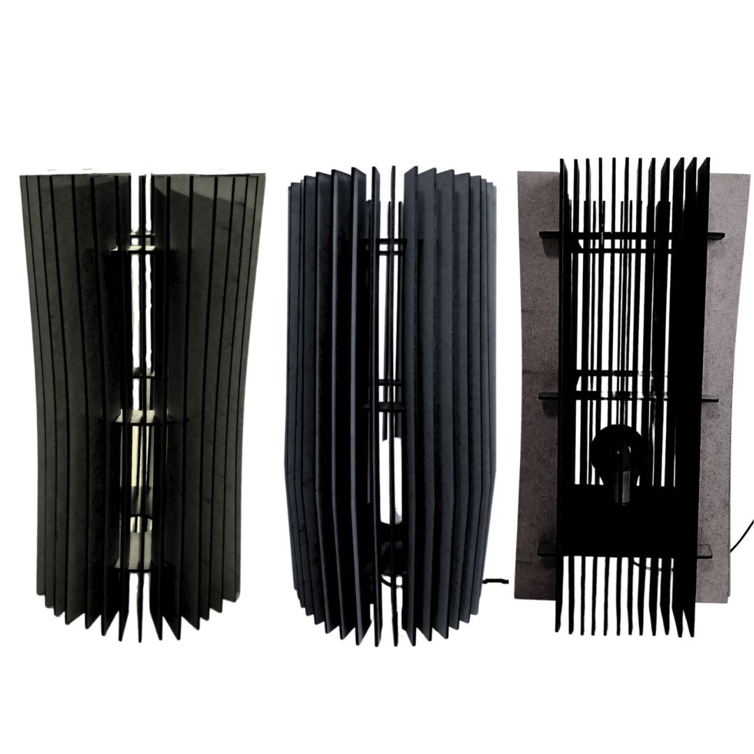Kit com 3 abajures de mesa, Cor: Preto, Tamanho: Kit com 3 - 40 × 20 cm. Foto 1 do produto.