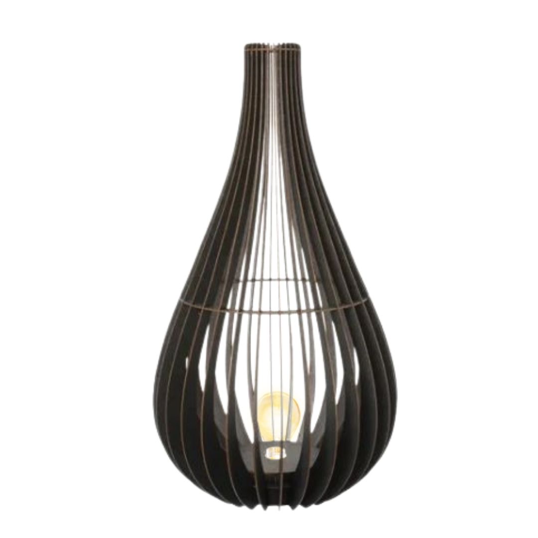 Abajur de chão Tulipa em MDF, Cor: Preto. Foto 1 do produto.