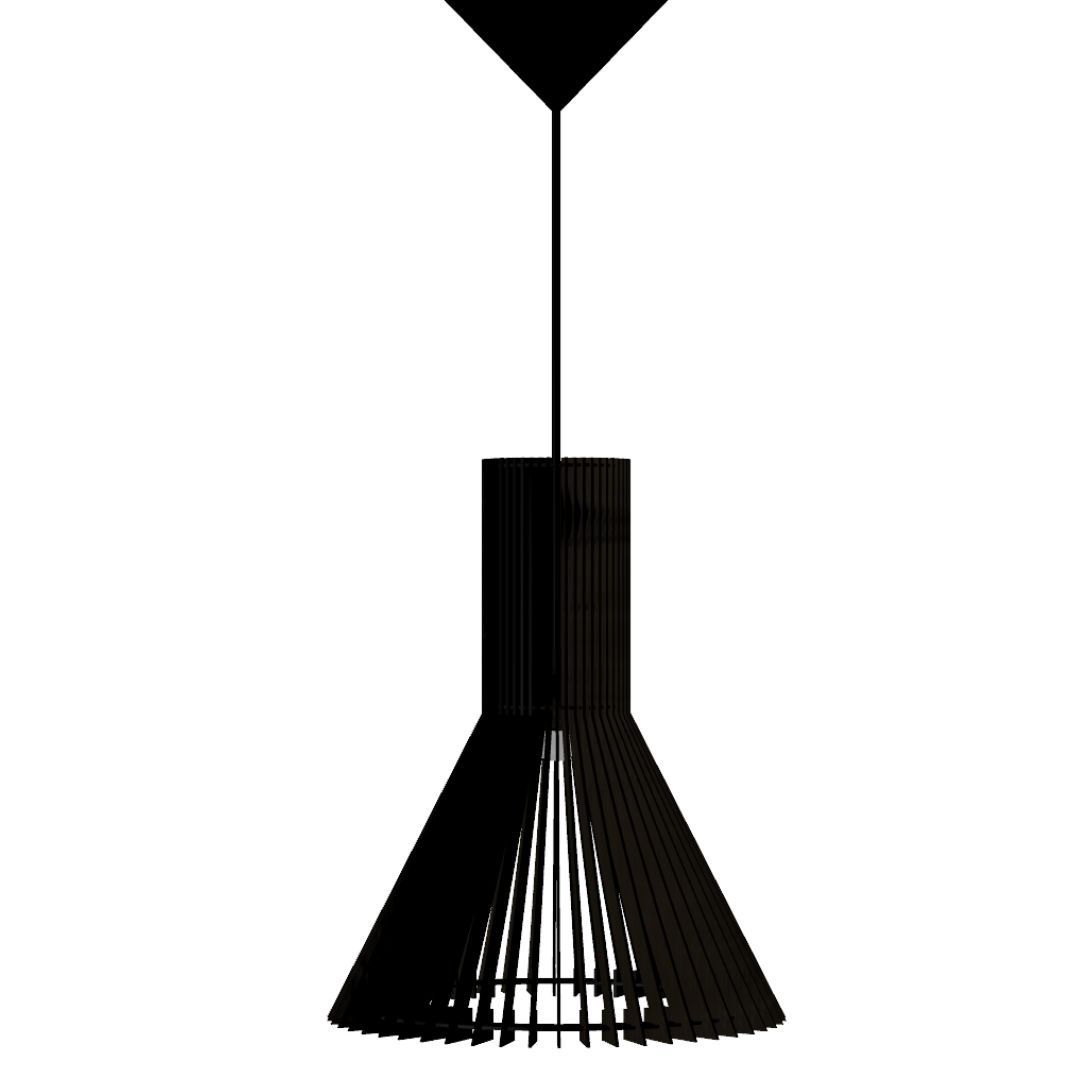 Luminária pendente Funil em MDF, referência LCD0131, Cor: Preto. Foto 1 do produto.