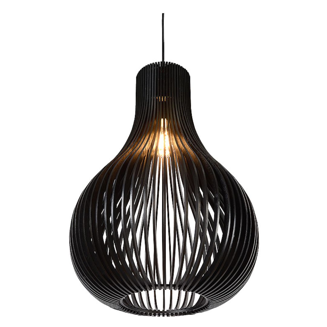 Luminária pendente Madri em MDF, Cor: Preto. Foto 1 do produto.