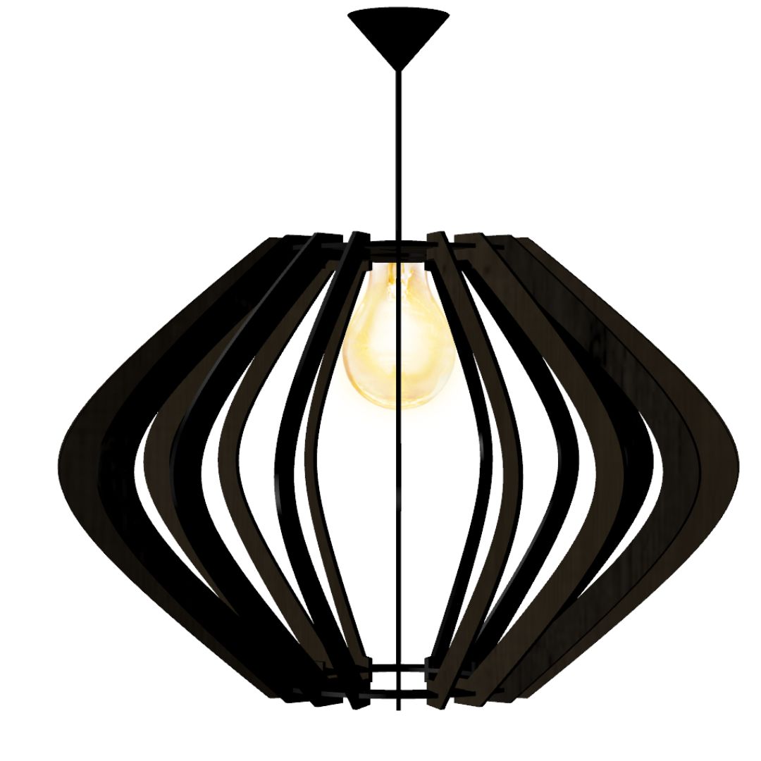 Luminária pendente Parentesis em MDF, Cor: Preto. Foto 1 do produto.