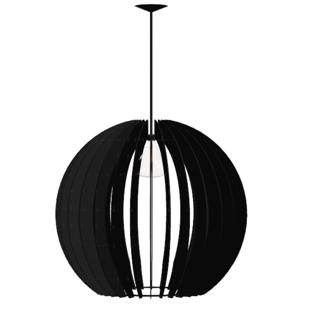 Luminária pendente Cupula em MDF, referência LCD0140, Cor: Preto. Foto 1 do produto.