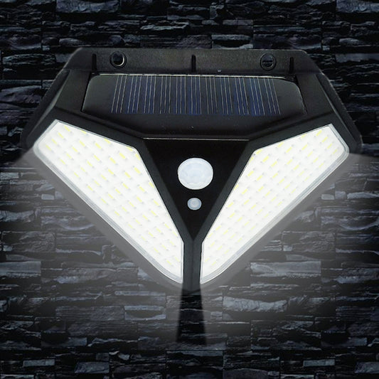 Luminária solar de parede com sensor e 102 LEDs. Foto 2 do produto.