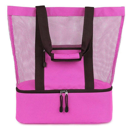 Bolsa de praia com compartimento térmico, Cor: Rosa. Foto 2 do produto.