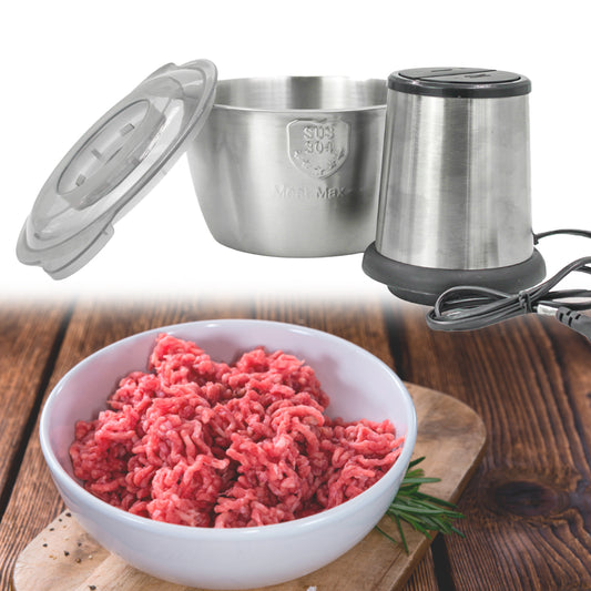 Triturador elétrico de carne e legumes de aço inox 3 litros 110 V. Foto 2 do produto.