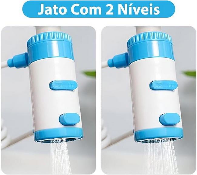 Extensor retrátil para torneira com dispenser de detergente, azul. Foto 5 do produto.