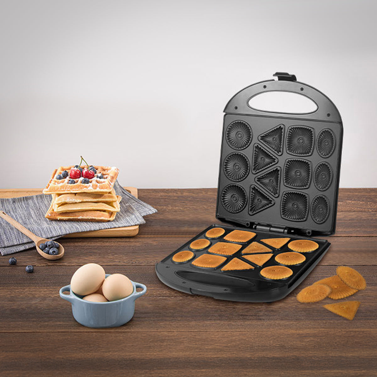 Máquina elétrica para biscoitos e waffles 110 V. Foto 5 do produto.
