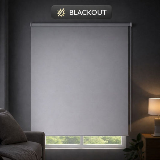 Persiana de rolo blackout cinza na variante exata de 1 x 1 m — vista 2