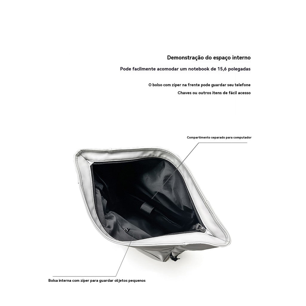 Mochila impermeável roll-top branca e cinza, variante de 15,6 pol. — vista 5