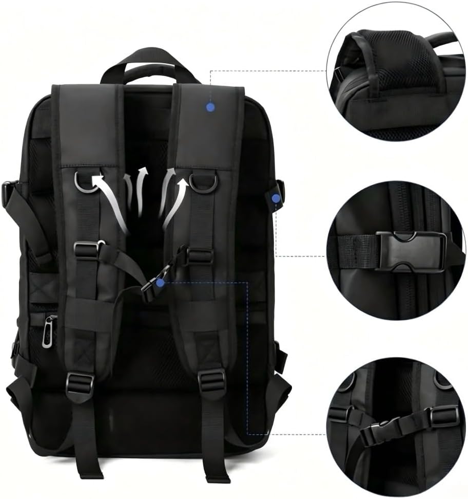 Mochila de Viagem Preta Expansível 33–45 L para Notebook 17,3″ — imagem 6