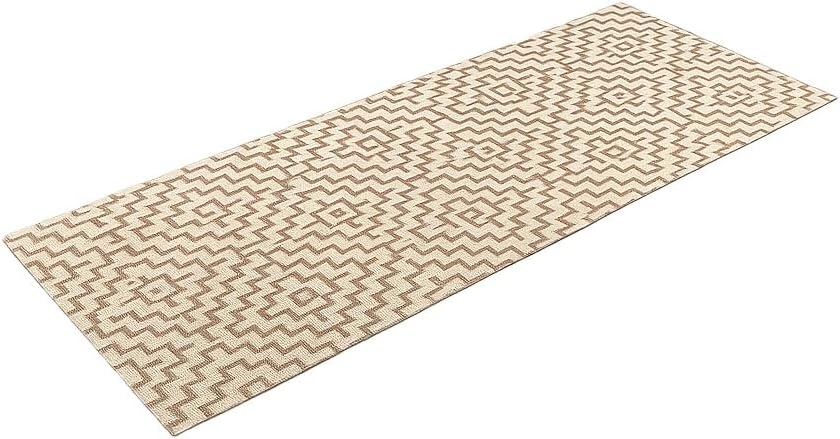 Passadeira de Algodão Bege e Branca 1,50 x 0,45 m Quadriculada