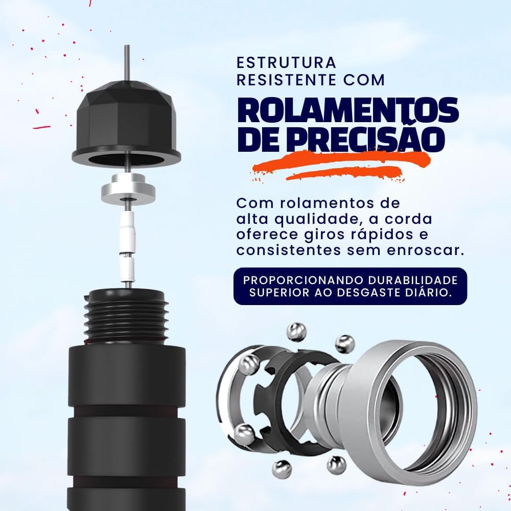 Corda de Pular Andarix Active Preta 3 m com Cabo de Aço e Rolamentos — imagem 4