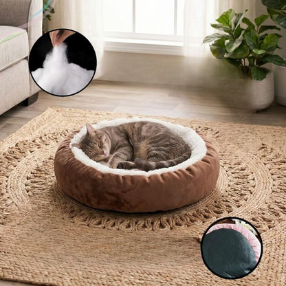 Cama Pet Nuvem Sherpa Redonda Marrom G com Zíper — imagem 4