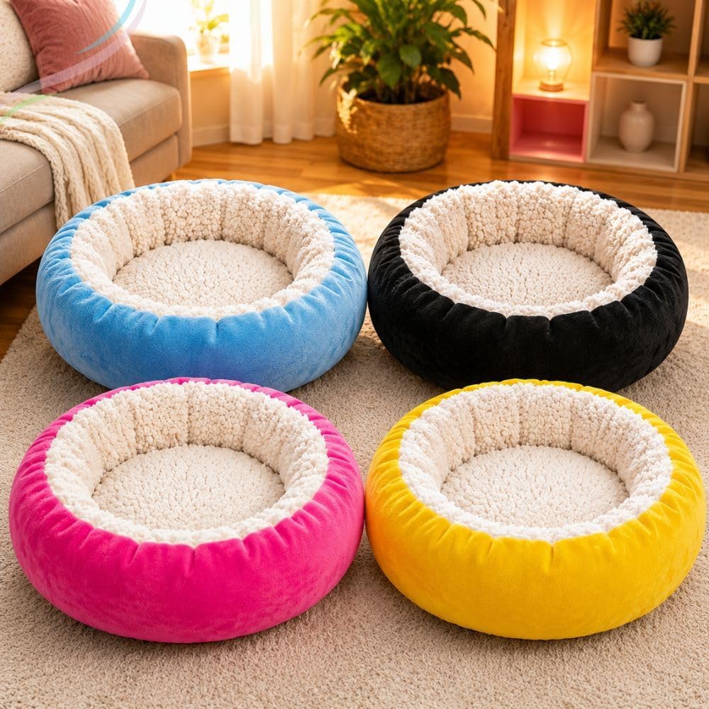 Cama Pet Nuvem Sherpa Redonda Marrom G com Zíper — imagem 3
