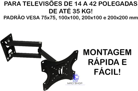 Suporte triarticulado de TV para telas de 32 a 55 polegadas. Foto 2 do produto.