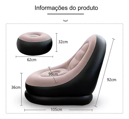 Poltrona inflável com apoio de pés. Foto 3 do produto.
