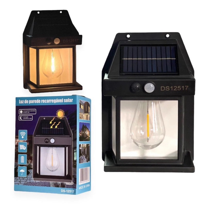 Luminária solar LED com sensor de presença. Foto 2 do produto.