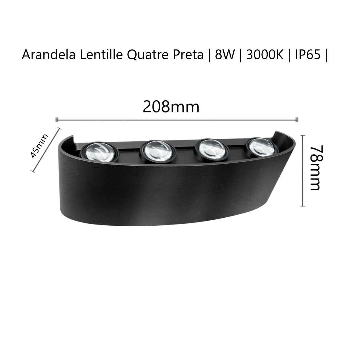Arandela LED de sobrepor, 8 W, 3000 K, bivolt. Foto 3 do produto.