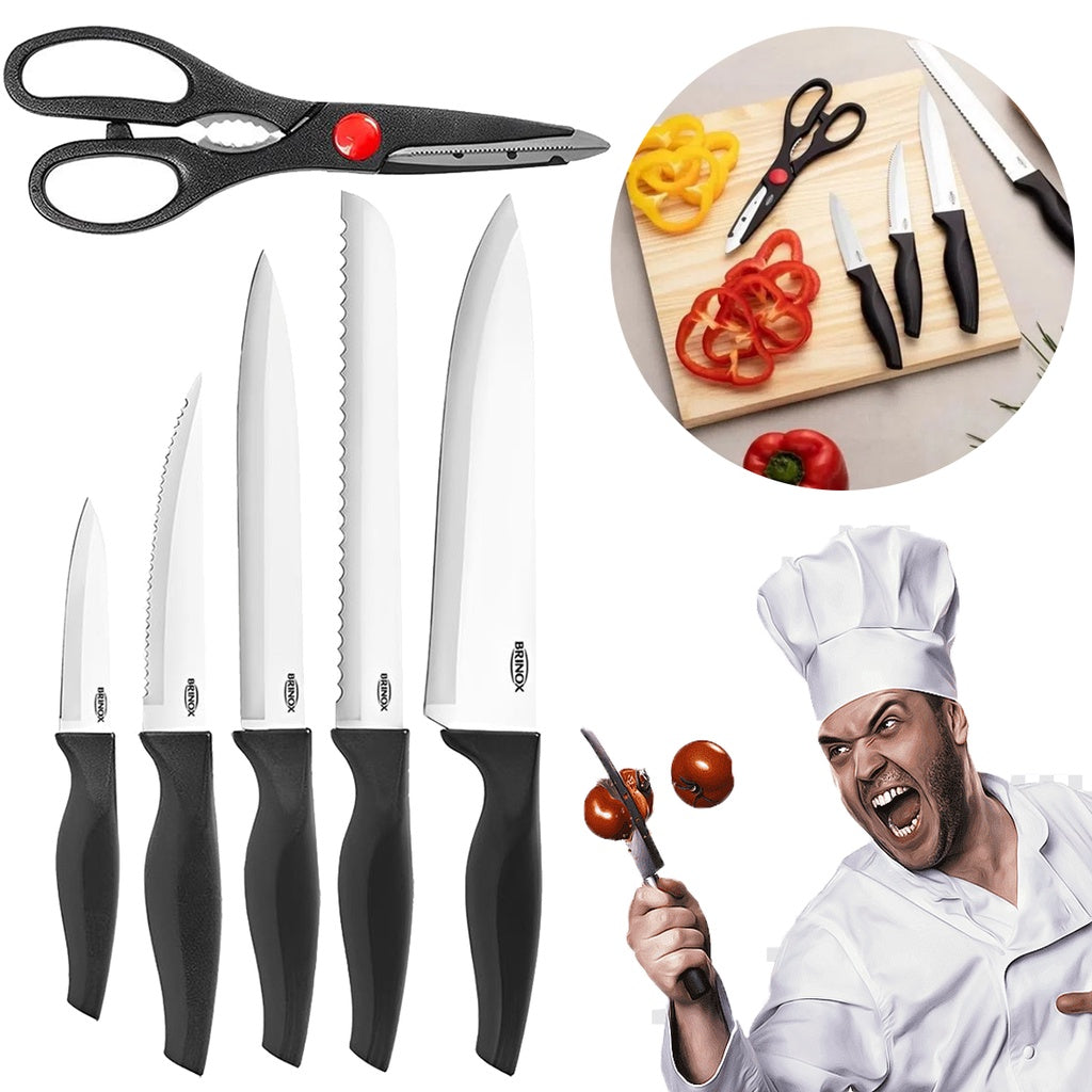 Jogo de facas de aço inox com tábua, 7 peças. Foto 3 do produto.