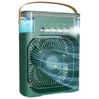 Ventilador de mesa portátil com umidificador, Cor: Verde. Foto 2 do produto.