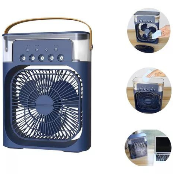 Ventilador de mesa portátil com umidificador, Cor: Verde. Foto 3 do produto.