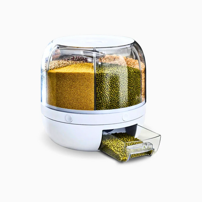 Dispenser giratório de grãos com 6 divisões. Foto 1 do produto.