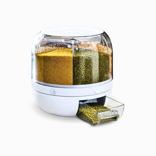Dispenser giratório de grãos com 6 divisões. Foto 1 do produto.