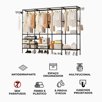 Guarda-roupa organizador com 4 colunas. Foto 3 do produto.