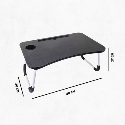 Mesa de colo portátil dobrável preta. Foto 1 do produto.