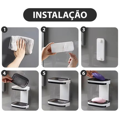 Saboneteira dupla adesiva de parede. Foto 3 do produto.
