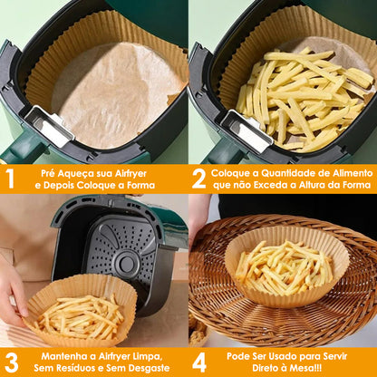 Forros de papel para air fryer, 50 unidades. Foto 3 do produto.