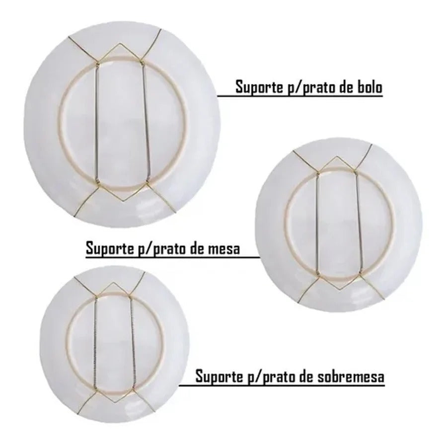 Suporte de mola para pratos decorativos de parede, Tamanho: Sobremesa (12 a 16 cm). Foto 2 do produto.
