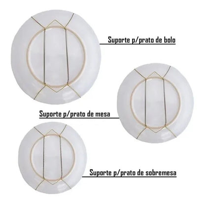 Suporte de mola para pratos decorativos de parede, Tamanho: Sobremesa (12 a 16 cm). Foto 2 do produto.