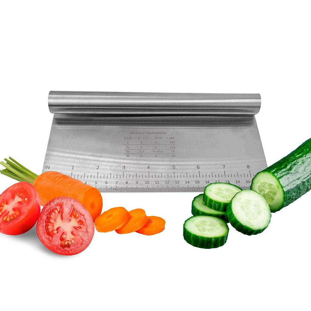 Raspador de massas em inox com régua 22 cm. Foto 5 do produto.