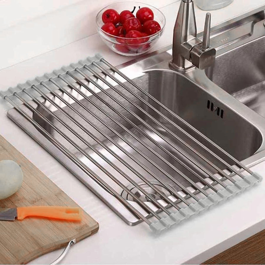 Escorredor de pia dobrável de aço inox, Tamanho: 47 × 35 XG. Foto 2 do produto.