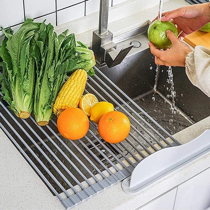 Escorredor de pia dobrável de aço inox, Tamanho: 47 × 35 XG. Foto 3 do produto.