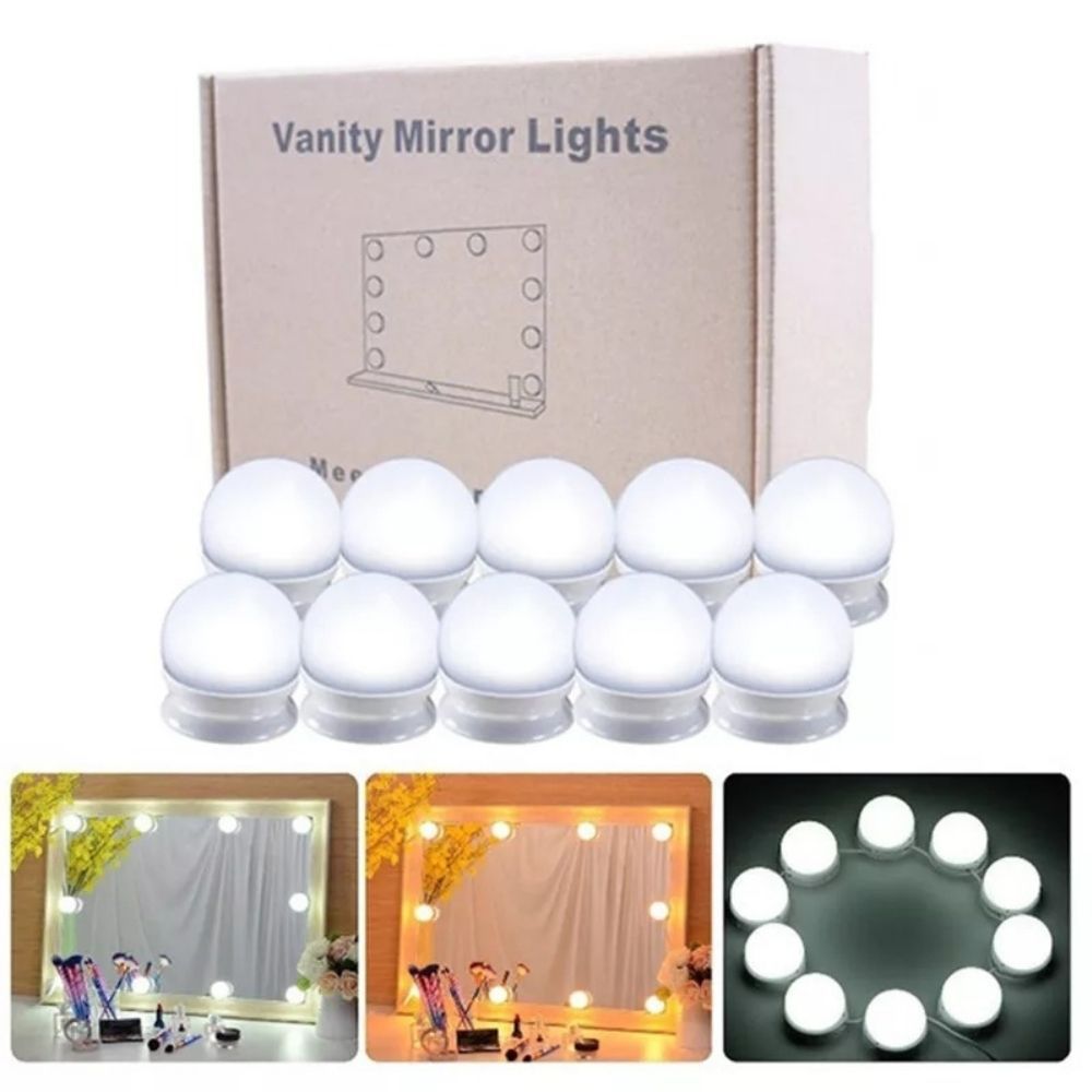 Kit de iluminação para espelho com 10 lâmpadas LED. Foto 1 do produto.