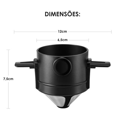 Mini coador de café reutilizável de aço inox. Foto 5 do produto.