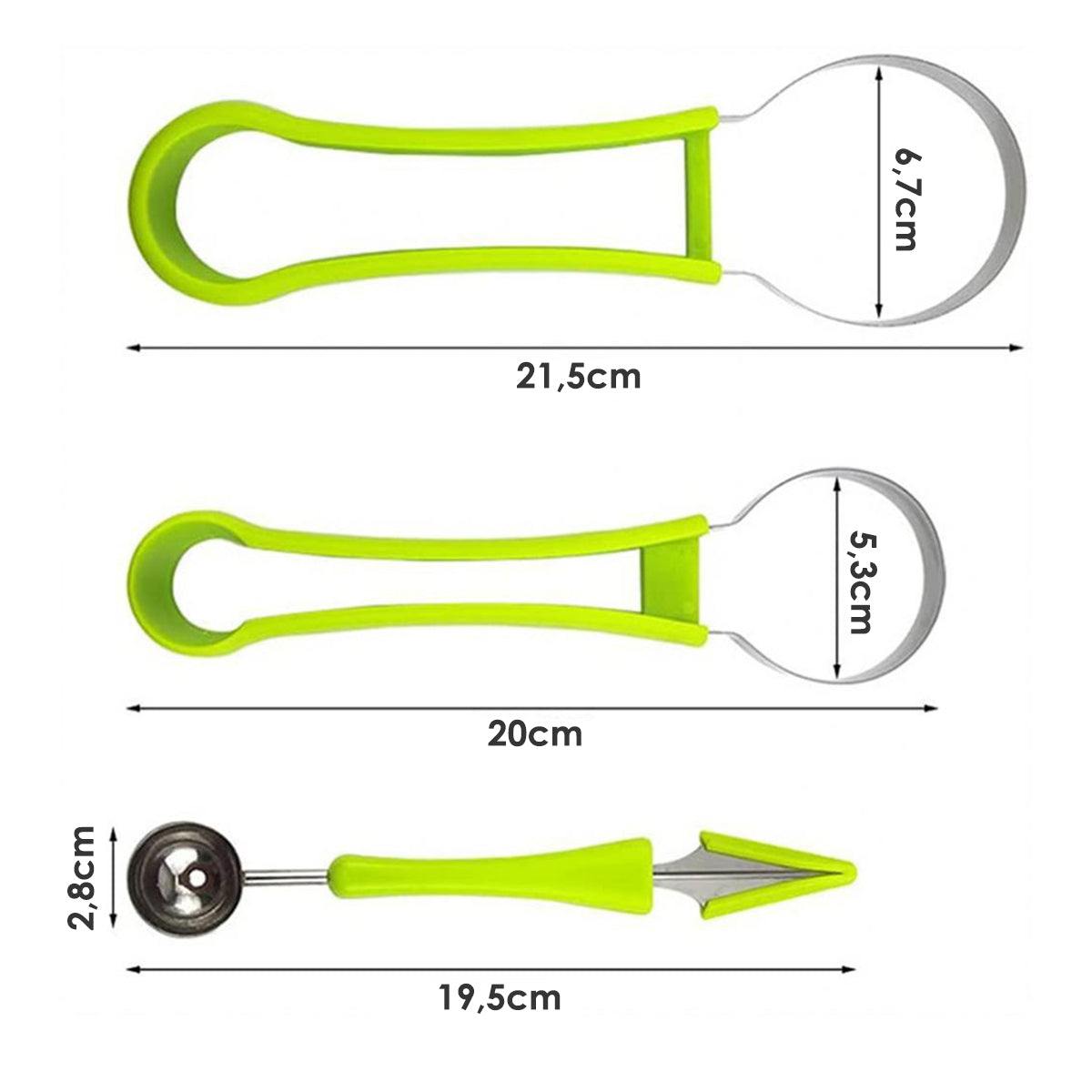 Fatiador de frutas de aço inox 4 em 1. Foto 2 do produto.