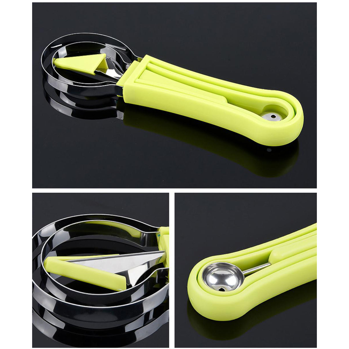 Fatiador de frutas de aço inox 4 em 1. Foto 3 do produto.