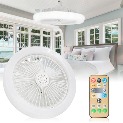 Ventilador de teto com LED e controle remoto, branco. Foto 1 do produto.