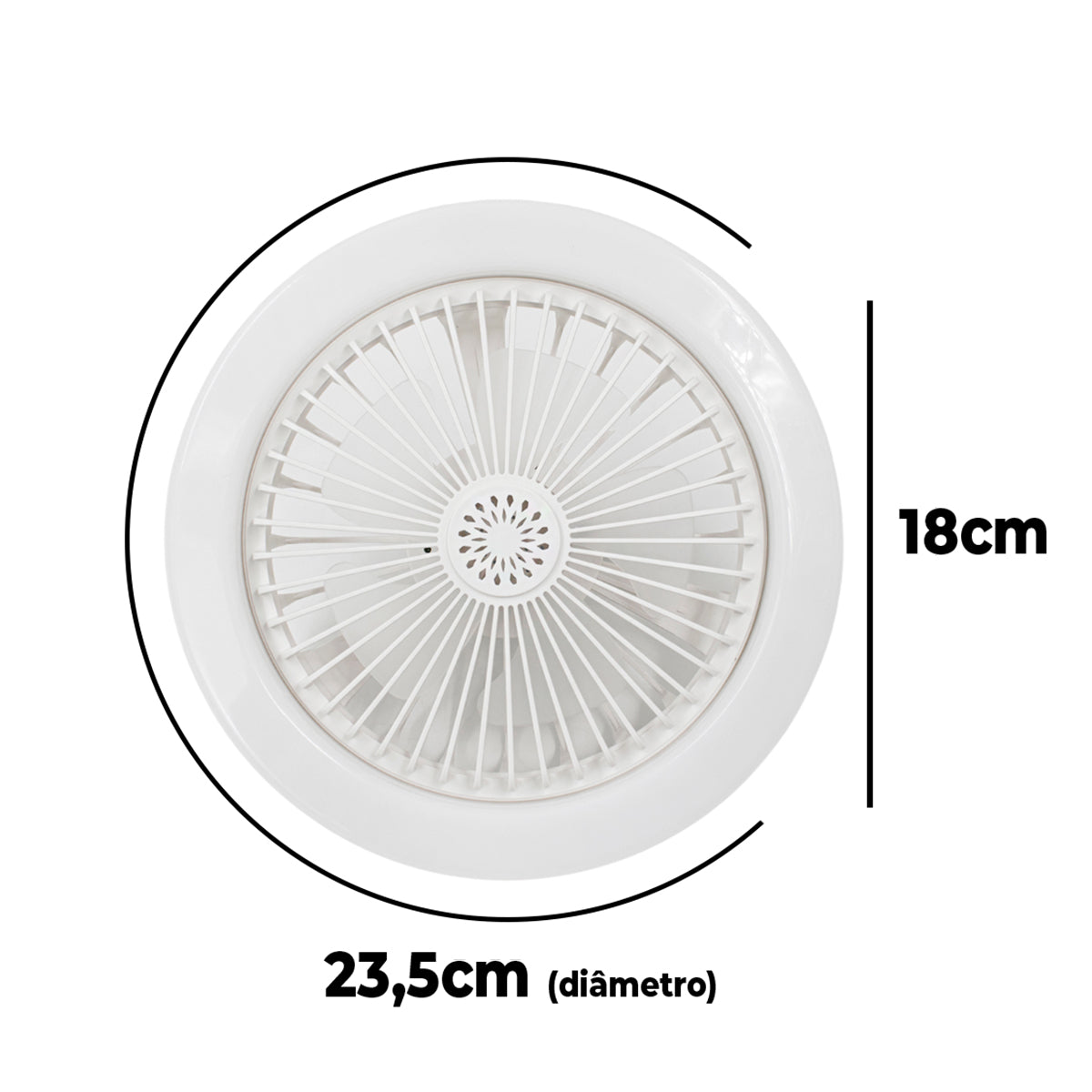 Ventilador de teto com LED e controle remoto, branco. Foto 5 do produto.