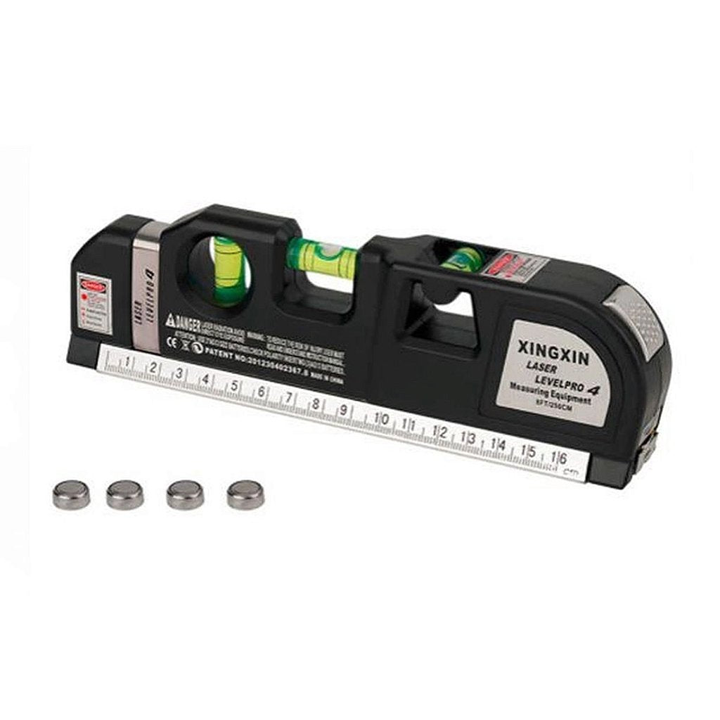 Nível a laser com 3 linhas, trena e régua. Foto 4 do produto.