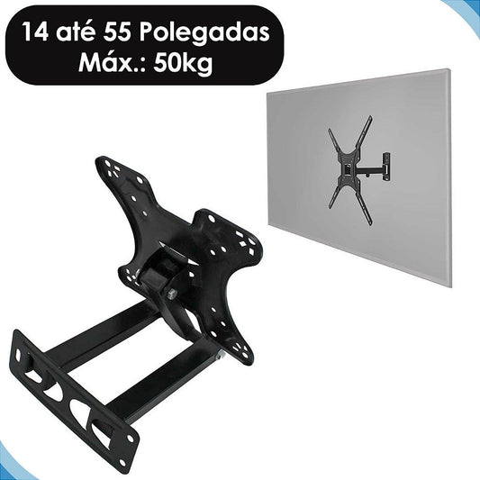 Suporte articulado para TV de 14 a 55 polegadas. Foto 1 do produto.