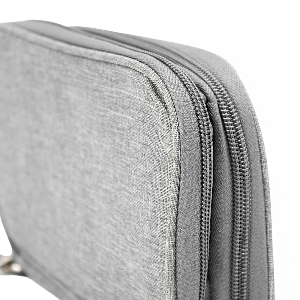Bolsa organizadora para cabos e acessórios eletrônicos, Cor: Cinza. Foto 3 do produto.