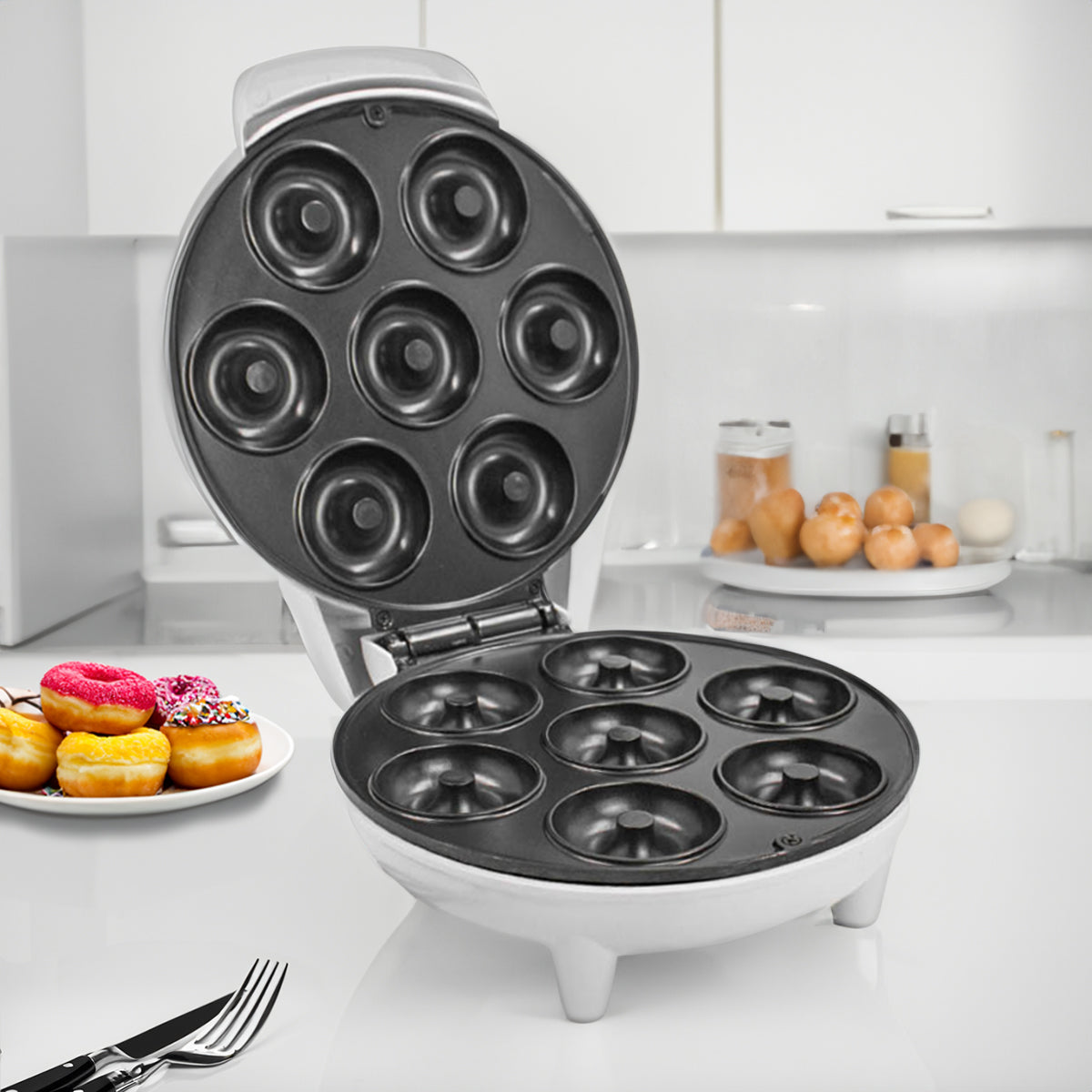 Máquina de donuts 1200 W 110 V, preto. Foto 3 do produto.