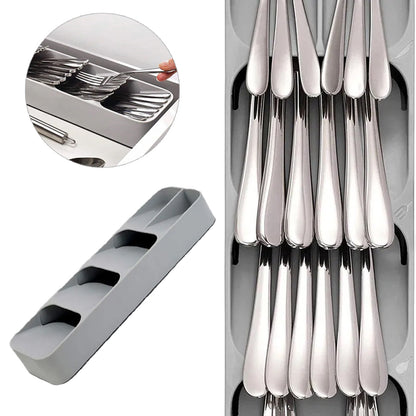 Organizador de gaveta para talheres, Cor: Cinza. Foto 3 do produto.